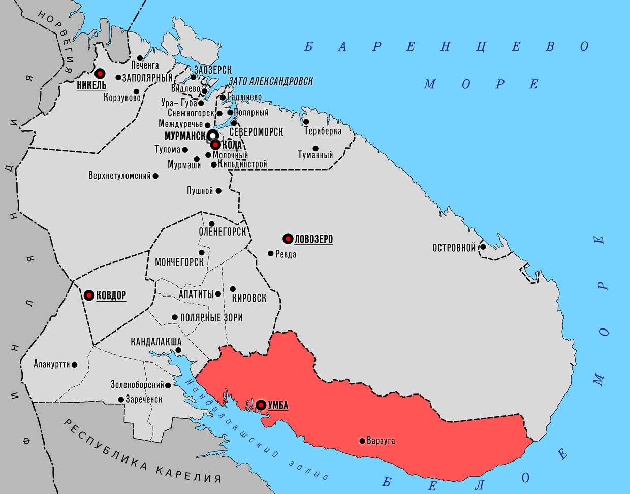 Пушной мурманская область карта