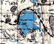 Фрагмент немецкой карты с расположением высот 258,3 и Pionierberg Предоставил М. Найдёнов 