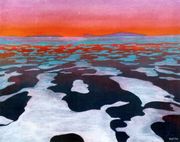 «Летний вечер у архипелага Норденшельда». Холст, темпера. 1989 Мурманский обл. художественный музей 